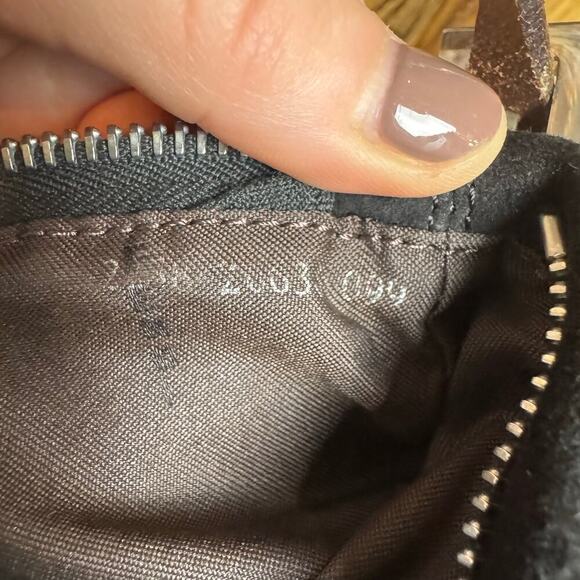Fendi Black Suede Baguette Bag with Brown Accents Zipper Closure Authentic CoA - Picture 9 of 12